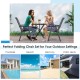 Set of 2 black outdoor patio folding chairs with ergonomic armrests, perfect for poolside or balcony use.